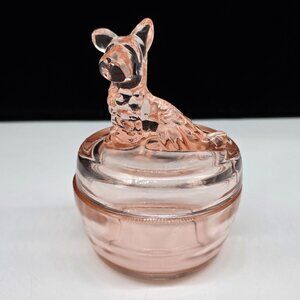 Jeanette Scottie Dog Glass Trinket Dish Covered Powder Jar Scottish Terrier